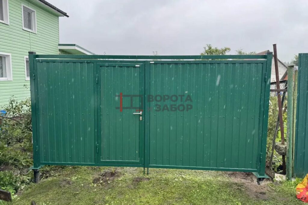 Распашные ворота с калиткой в Кировском районе